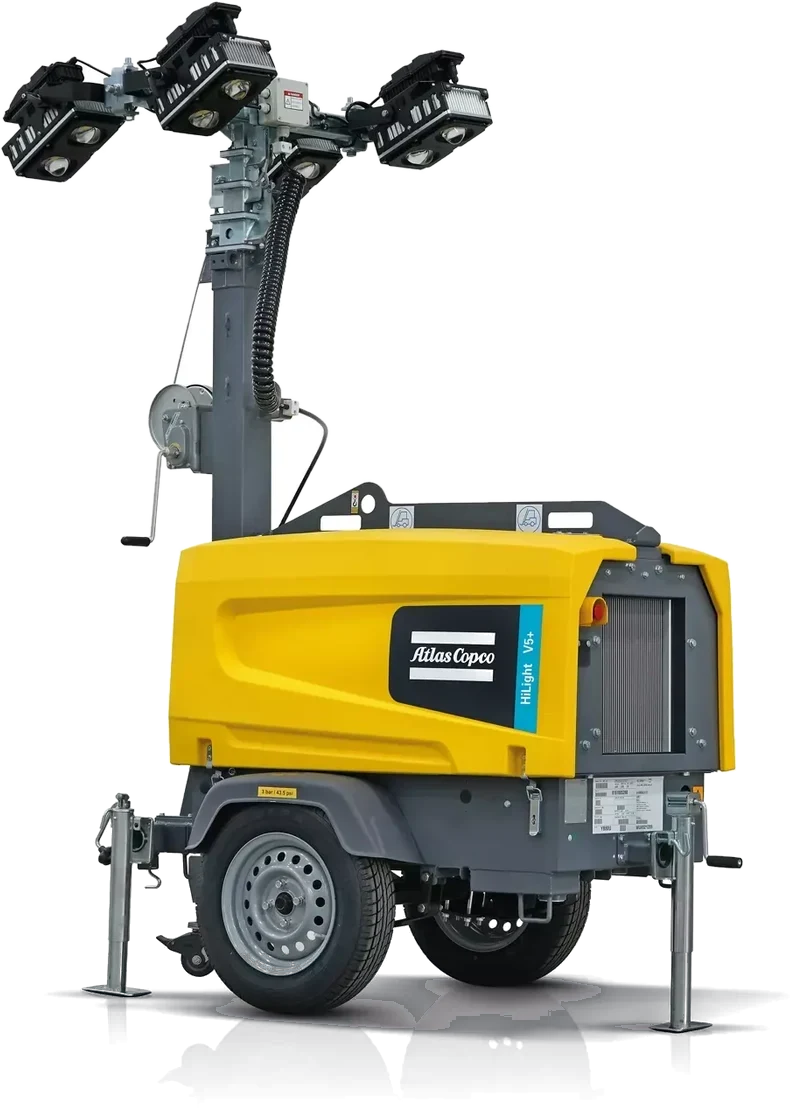Torre de iluminação a diesel Atlas Copco HiLight V5+ para aluguel